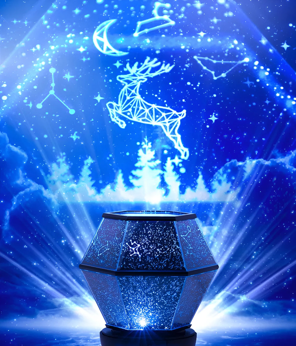 Children's rotating stars LED night light with three colour settings and rotating projection