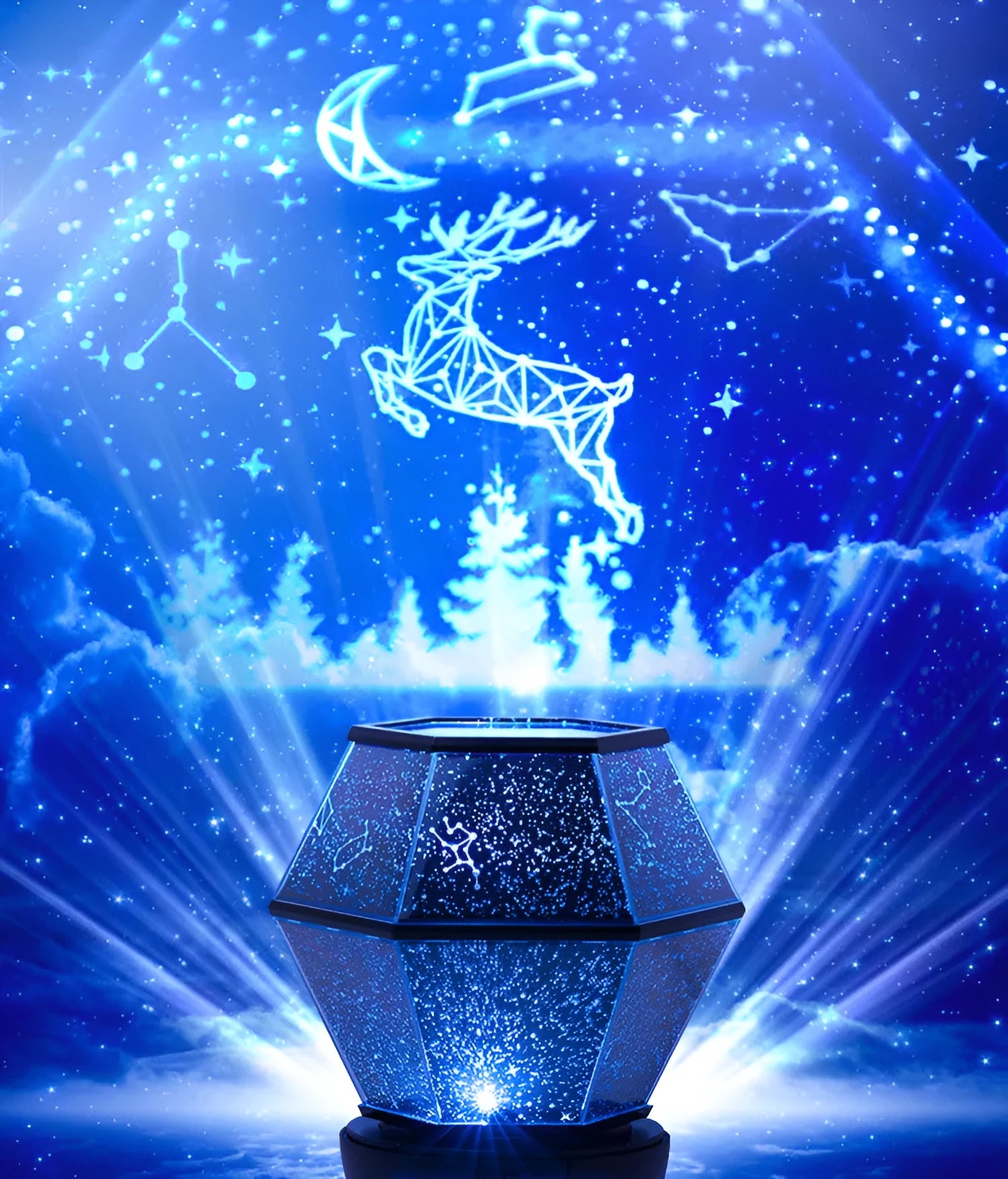 Children's rotating stars LED night light with three colour settings and rotating projection