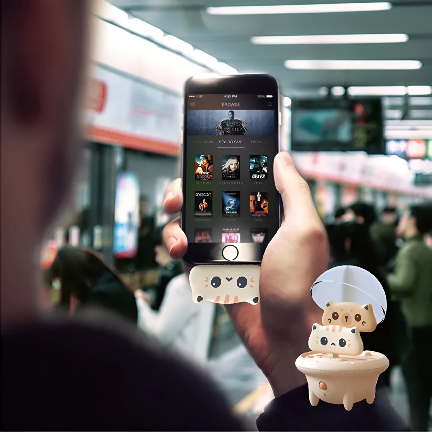 Cartoon bear and cat design power banks for Apple iPhone charging