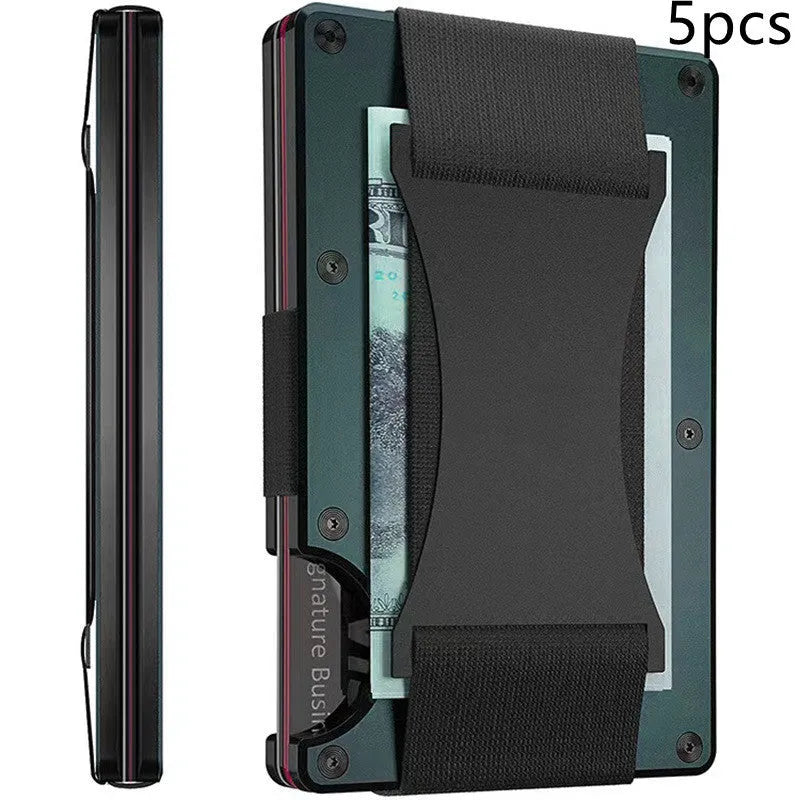 Metal card bag wallet with RFID anti-theft blocking, solid colour, frosted finish, unisex coin and card holder