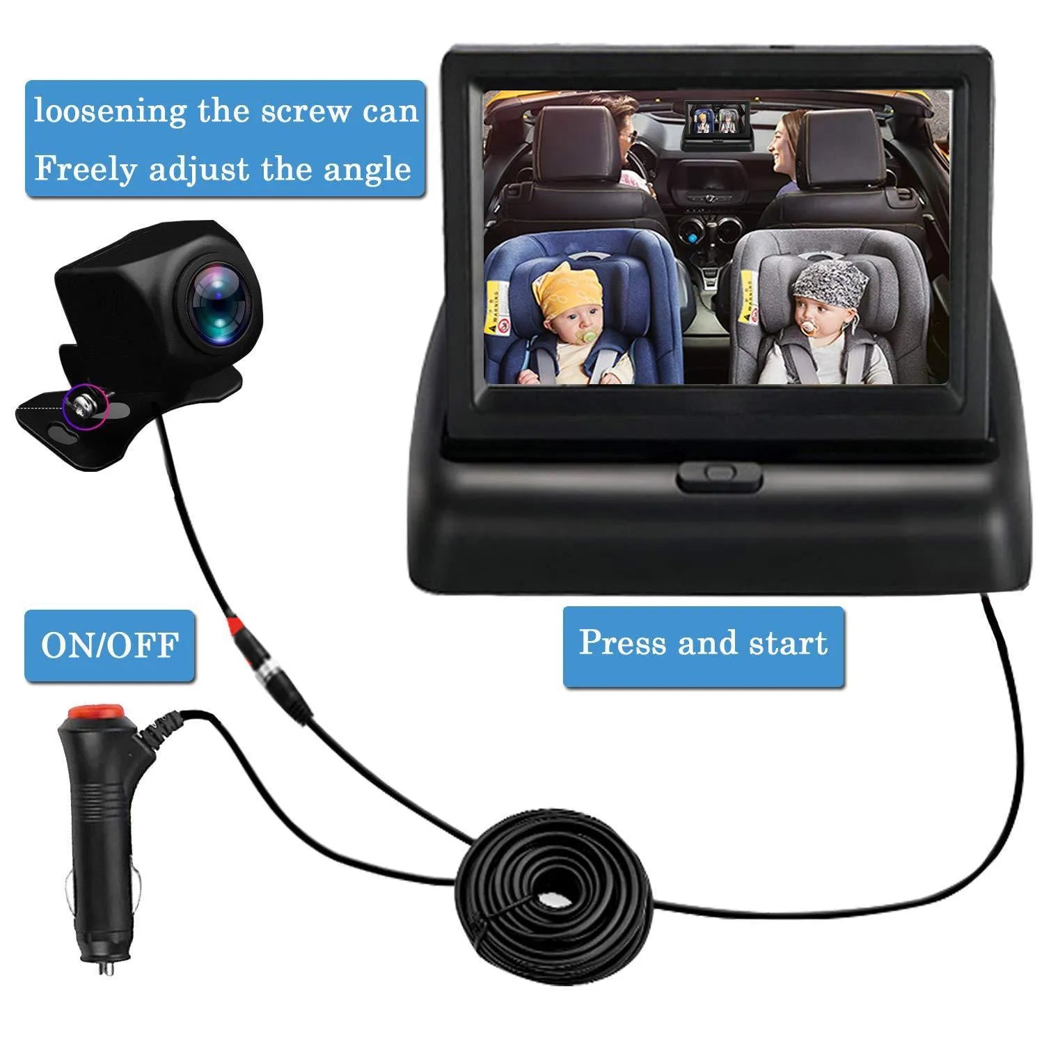 Black plastic 4.3 inch TFT car reversing display model CLT-509-1 with analog input