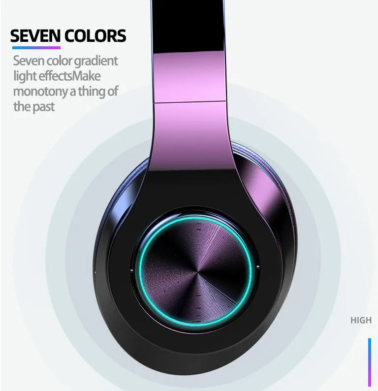 Black T6 wireless Bluetooth over-ear headset with microphone shown on a stand.