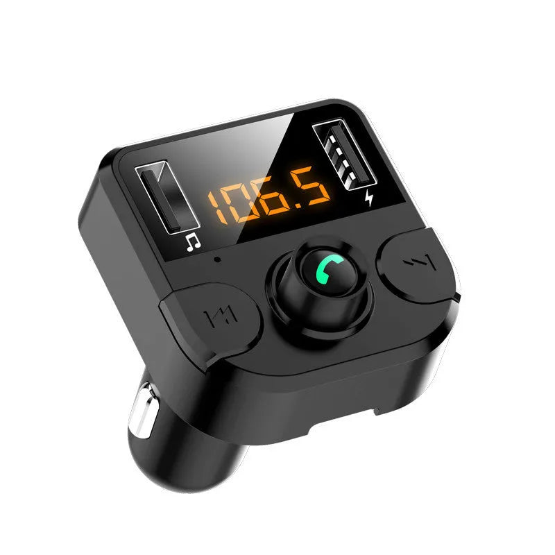 Black BT36B car Bluetooth MP3 player with 1.1-inch display and cigarette lighter plug.