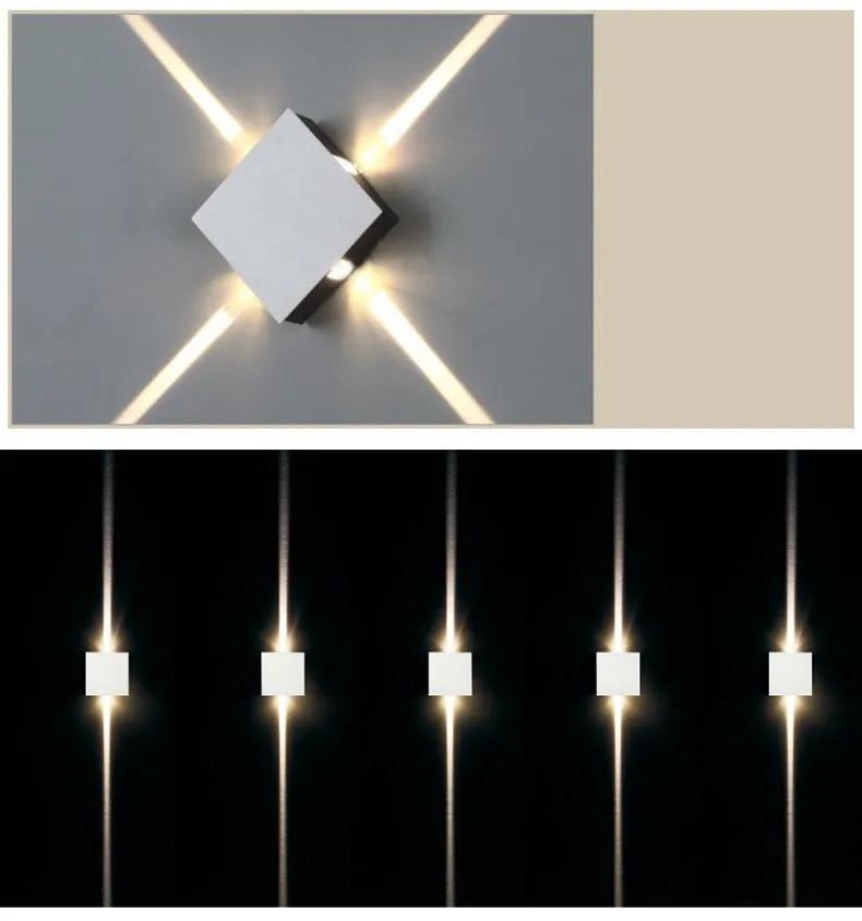 Modern square and round LED aluminium wall light with iron lampshade for living room or bedroom