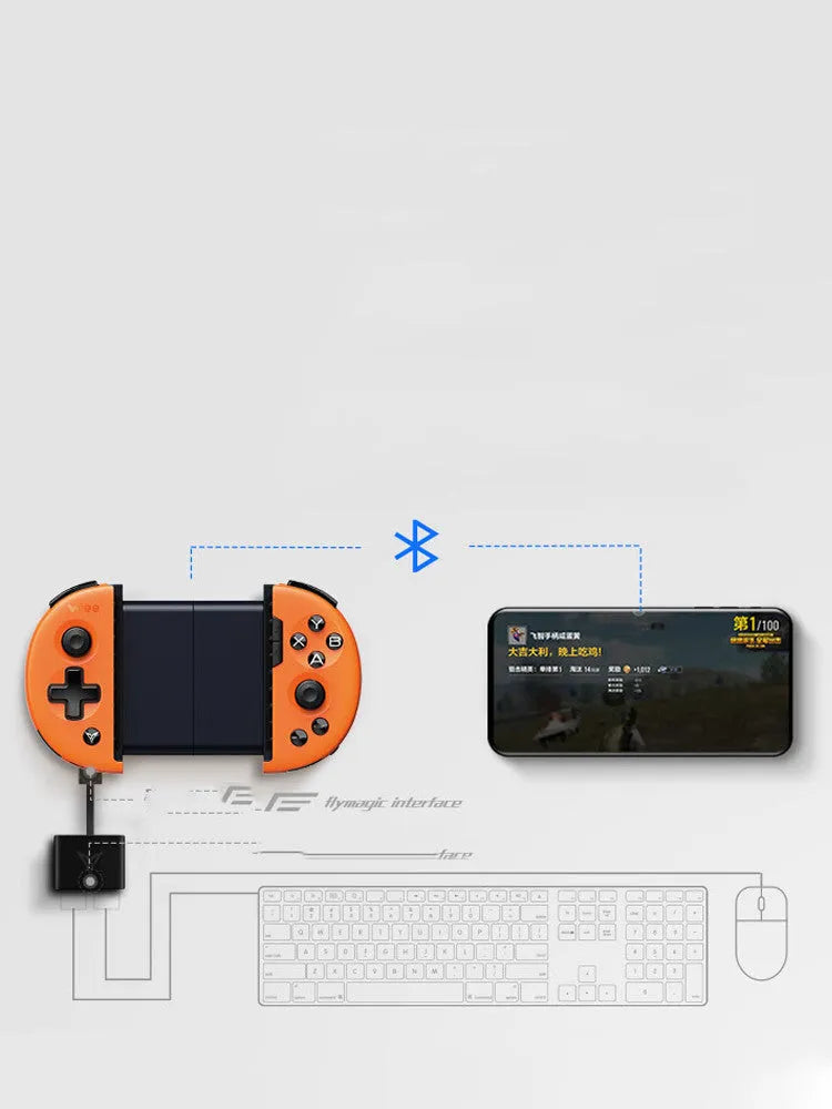 Feizhi Wee 2T USB mobile game controller in blue or orange colour.