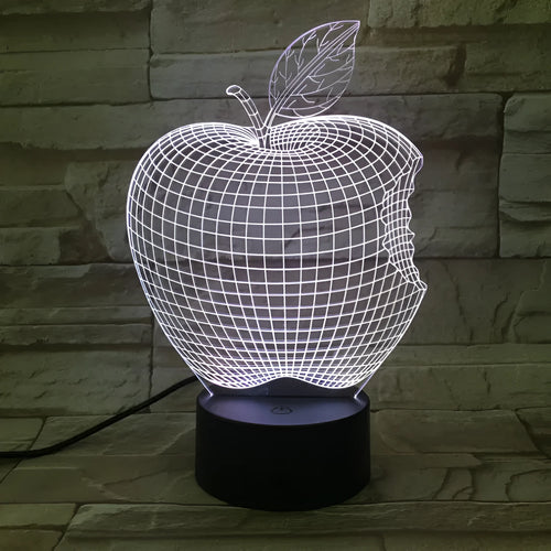 3D colourful fruit-shaped acrylic night light with LED touch control in seven colours.