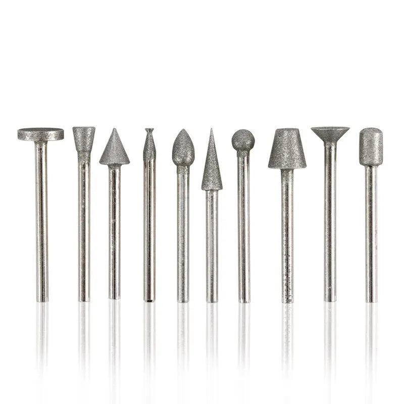 Elliptical cone alloy emery grinding heads for glass jade stone polishing with 3mm shank
