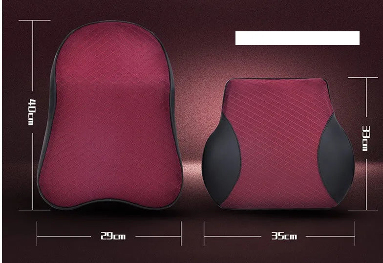 Large memory foam car headrest and lumbar support cushion in beige colour
