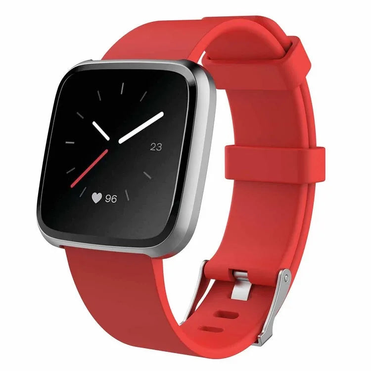 Fitbit Versa Lite replacement silicone strap in multiple colours showing large and small size options.