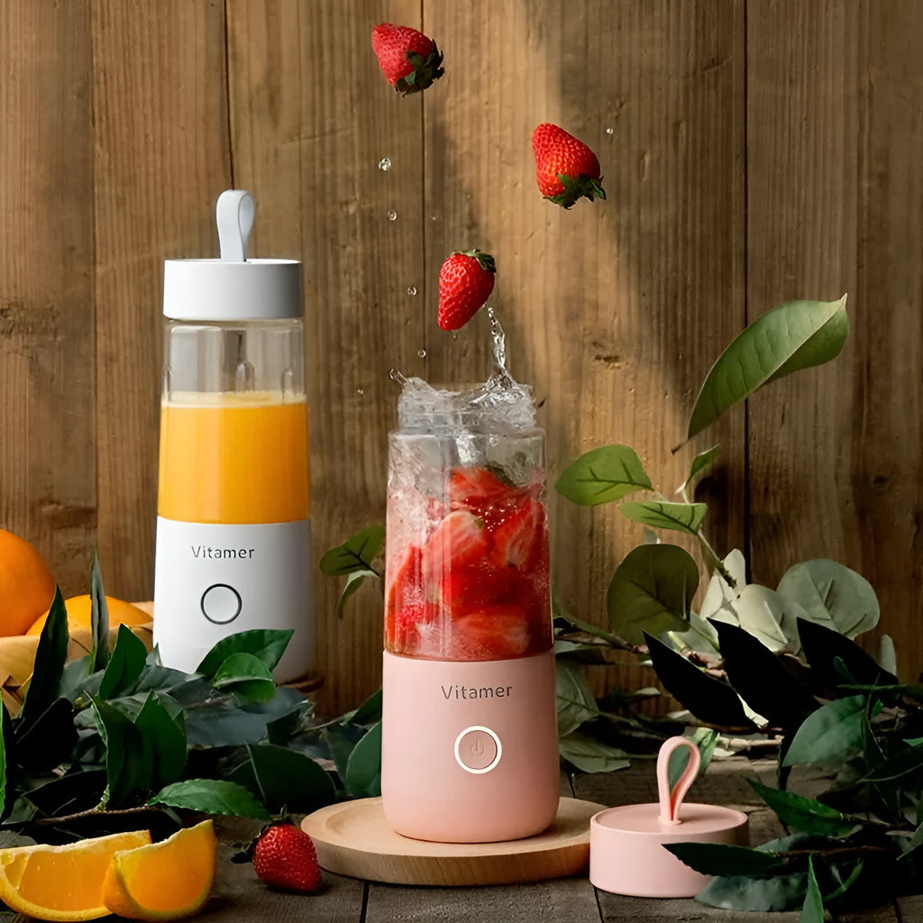 Dreamer Juice Cup portable blender 350ml pink white Tritan body with rechargeable base