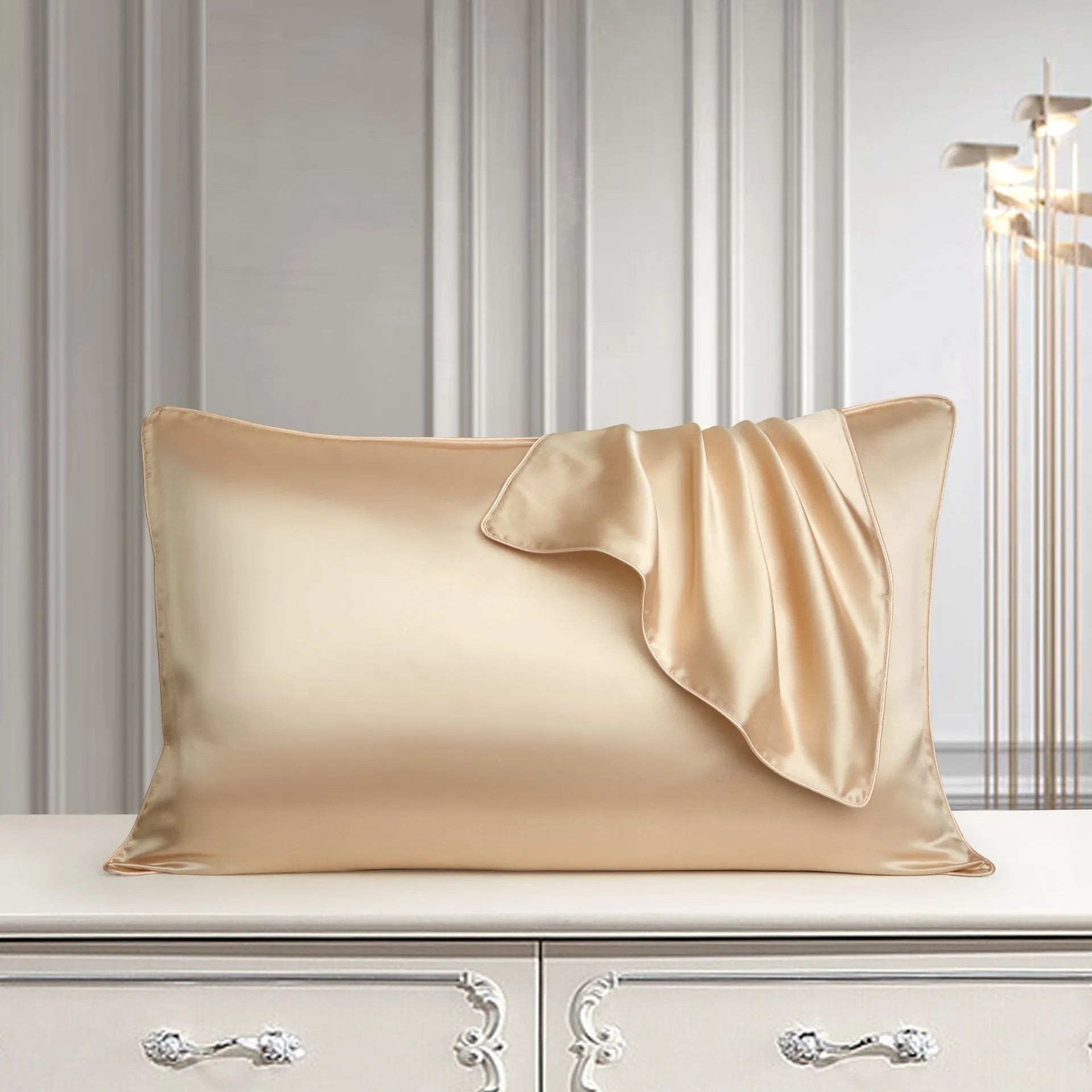 100% mulberry silk single pillowcase in 48x74cm size with inlaid rope weave, shown in Bean Paste Purple.