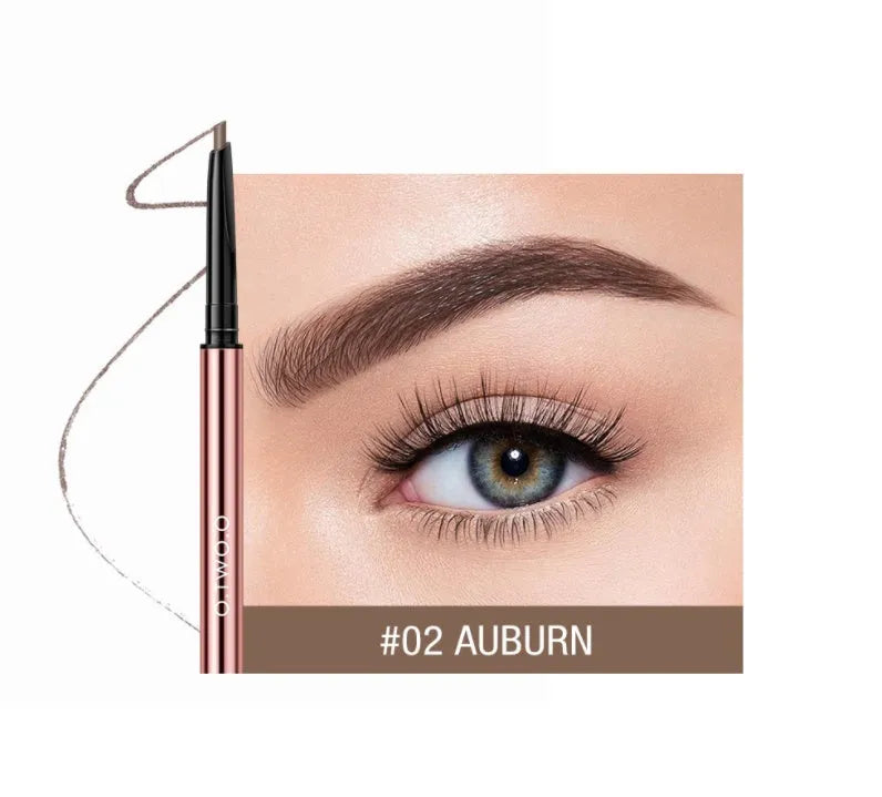 Slim 0.7 cm wide eyebrow make-up pencil in a colour box, available in six shade options.