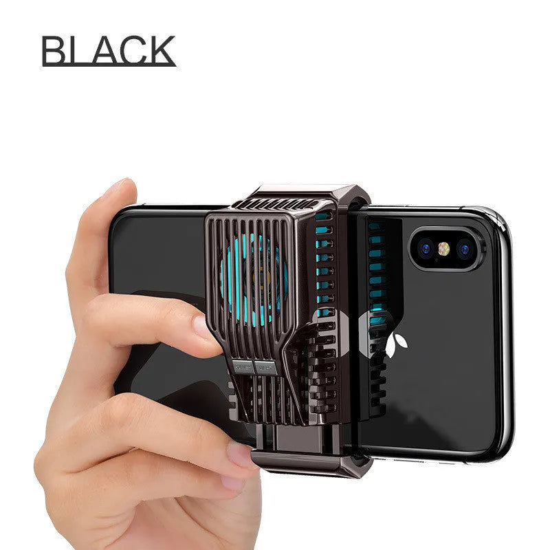 Black clip-on mobile phone radiator with aluminium alloy and ceramic cooling components