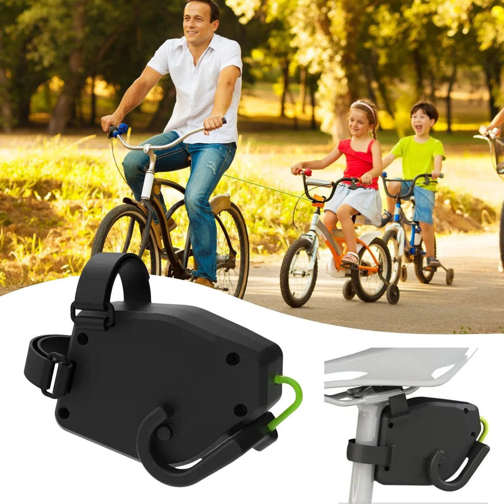 Black plastic and resin mountain bike trailer traction rope measuring 1.3 metres for parent-child cycling