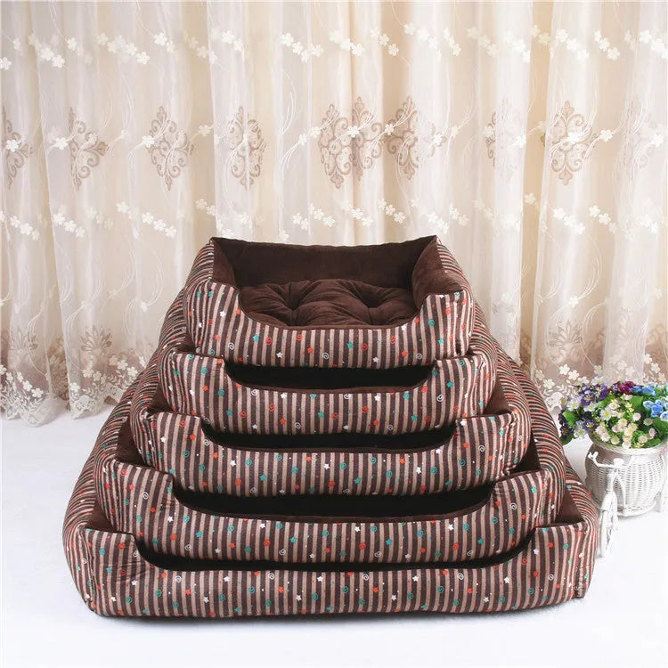 Round cloth pet bed in grey stripe size 60cm for cats and small dogs