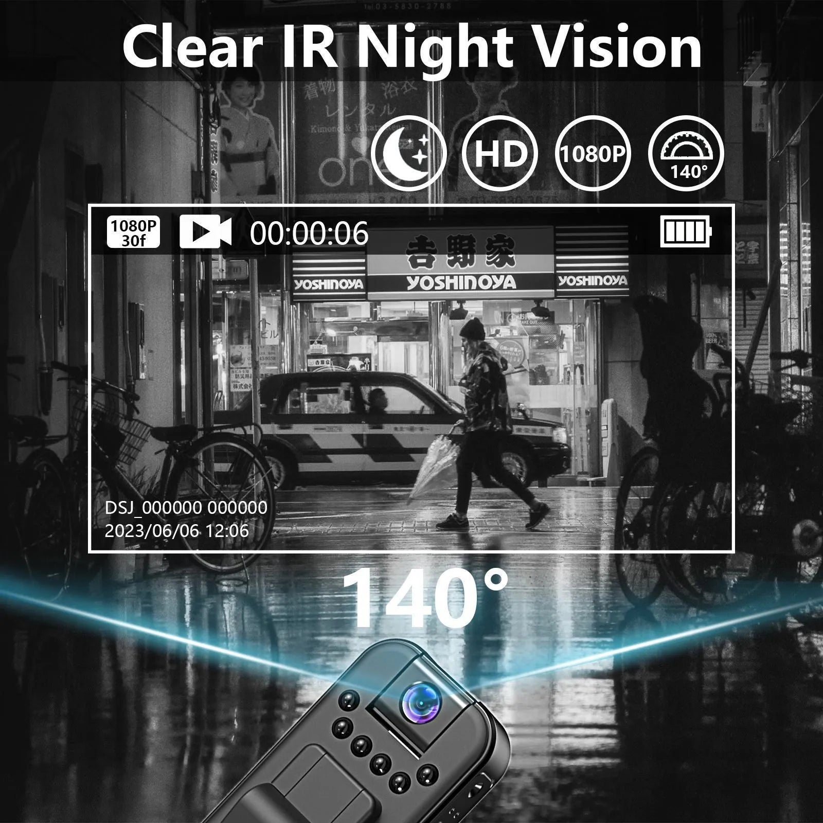 L7 model HD night vision infrared video recorder with Wi-Fi for home and outdoor use.