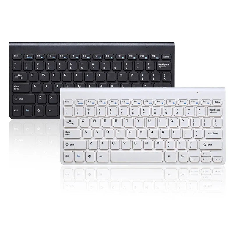 Black and white wireless keyboard and mouse set with 4G receiver showing 10-metre range