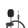 Black lavalier clip microphone with in-ear headphones connected to 3.5mm plug for Apple iPhone