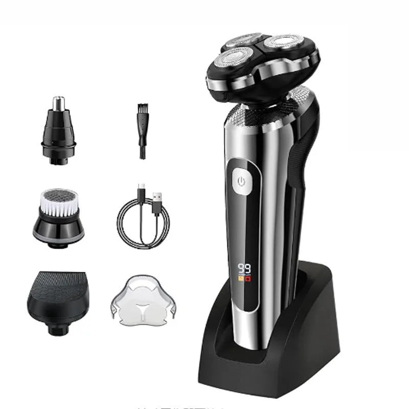 Digital USB rechargeable beard scraper shaver with LED display and washable design