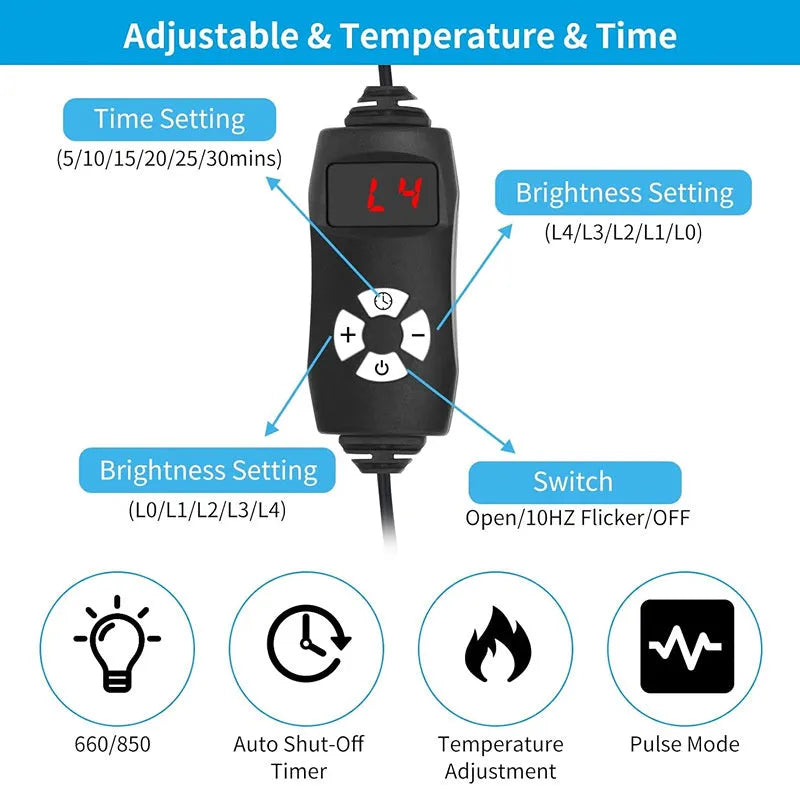 Black adjustable infrared therapy belt for waist pain relief with 16W power rating