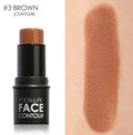 Face contour highlighter compact with four colour shade options labelled A, B, C, and D