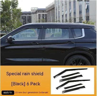 23 new Outlander window deflectors in Black Warrior and translucent finishes for rain protection