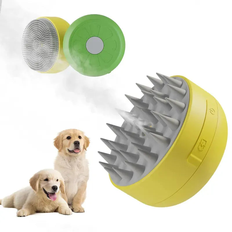Cat Spray Comb electric massage pet spray comb in green colour with 30ml water tank and silicone bristles