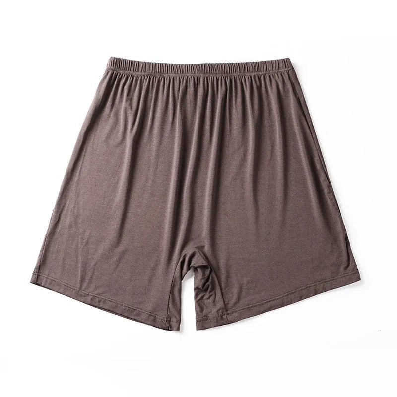 Men's high-waist boxers in solid colours including black, brown, grey and blue modal fabric