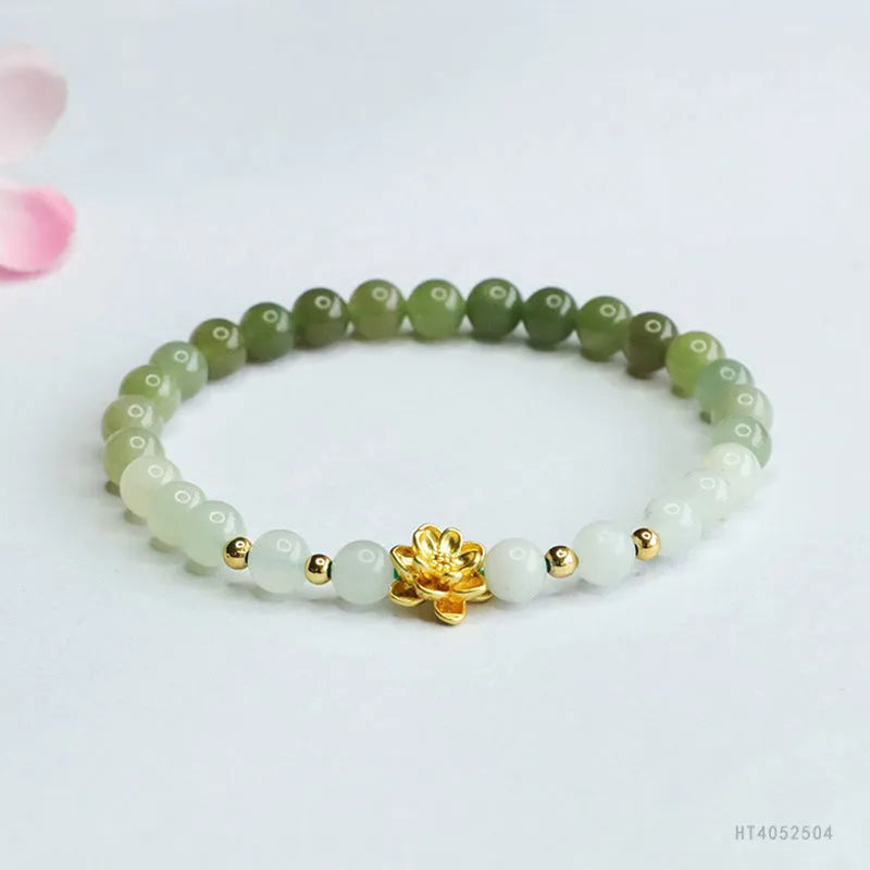 Ancient style water gradient bracelet with 6mm round beads on 17cm hand-woven band