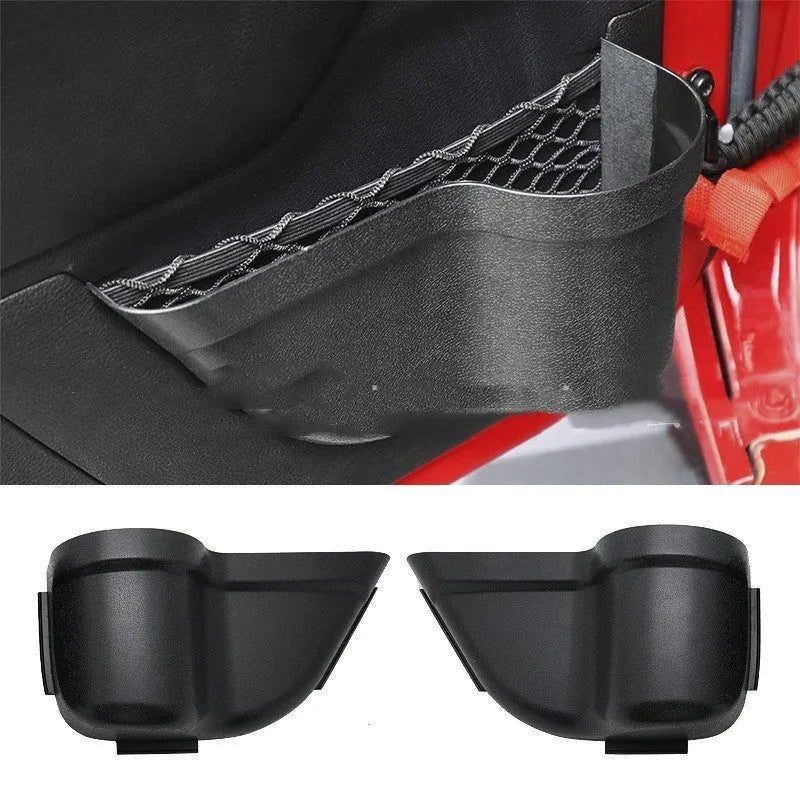 Black ABS plastic door storage box for Jeep Wrangler JK and JL interior organisation