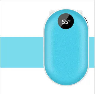 Compact rechargeable hand warmer and power bank in multiple colour options including digital display models.