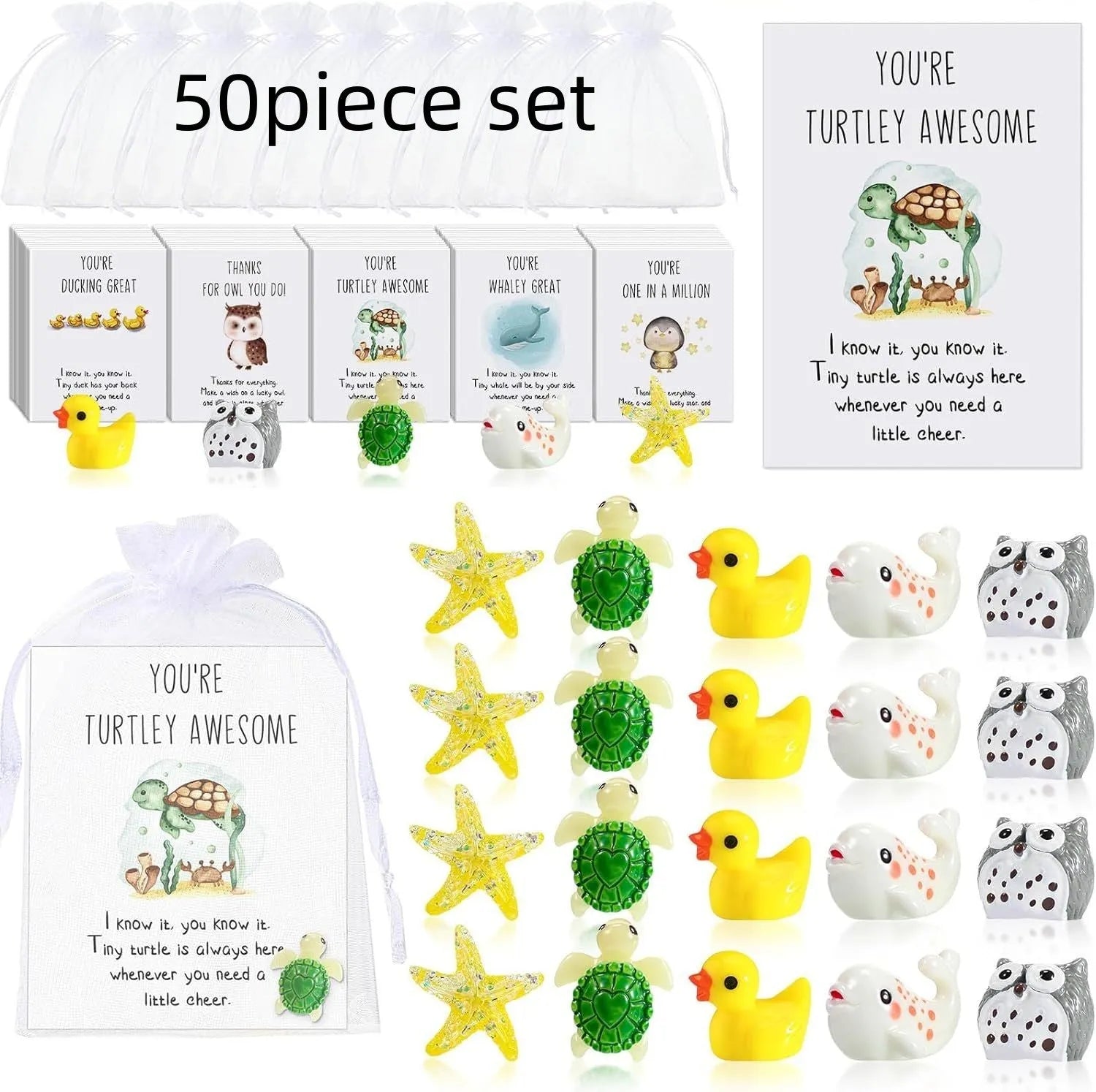 Set of pun-inspired resin greeting cards in pocket-sized format for office gifts and memos