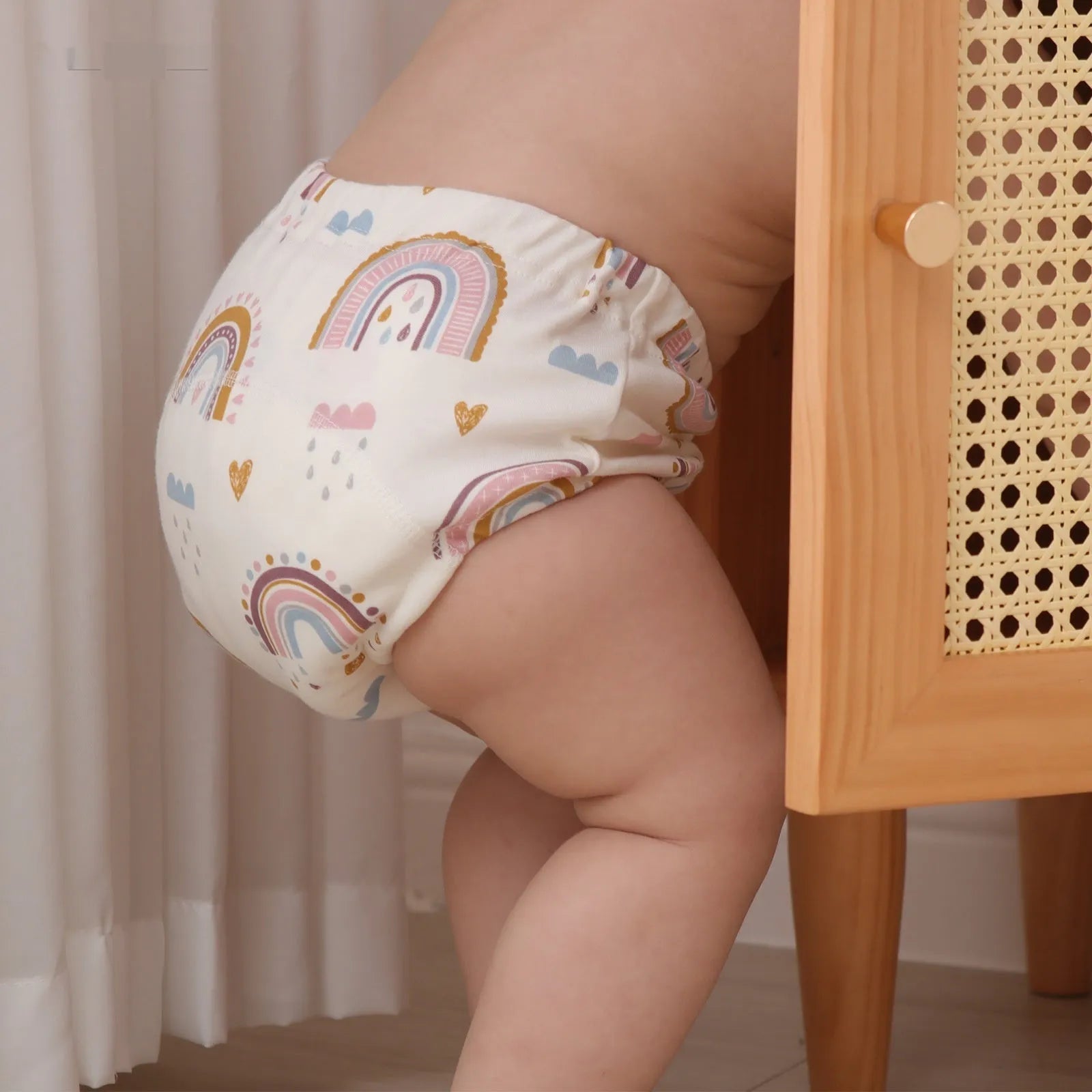 Gauze baby training pants in pure cotton with printed design, 3 pack, sizes M/90 and L/100