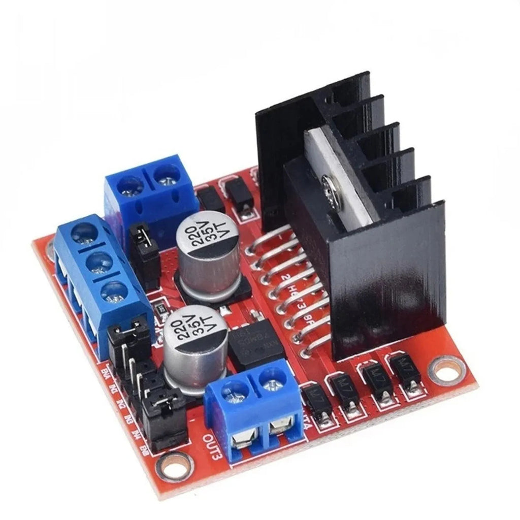 L298N dual H-bridge motor driver module for DC and stepper motor control in robotics projects
