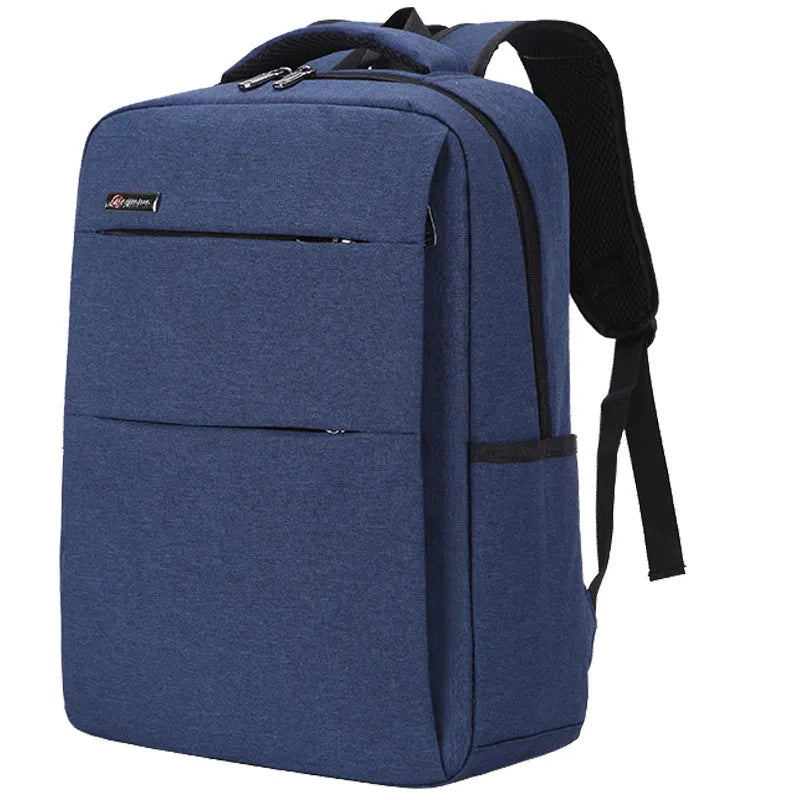 Waterproof rechargeable laptop backpack in black showing shoulders style design with Oxford cloth construction