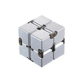 Zinc alloy infinity cube fidget toy in black, measuring 4cm, on a white background