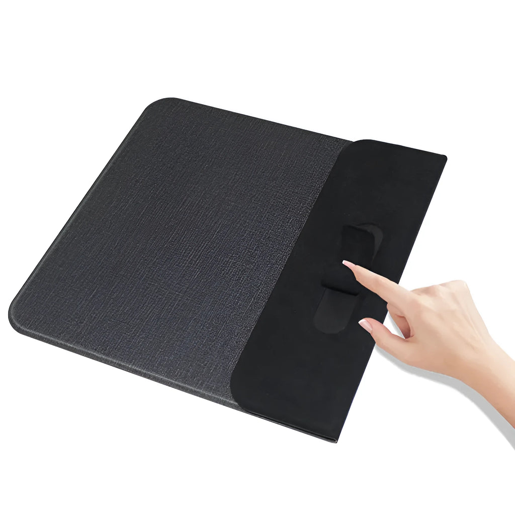 Foldable cloth wireless charging phone holder showing adjustable viewing angles