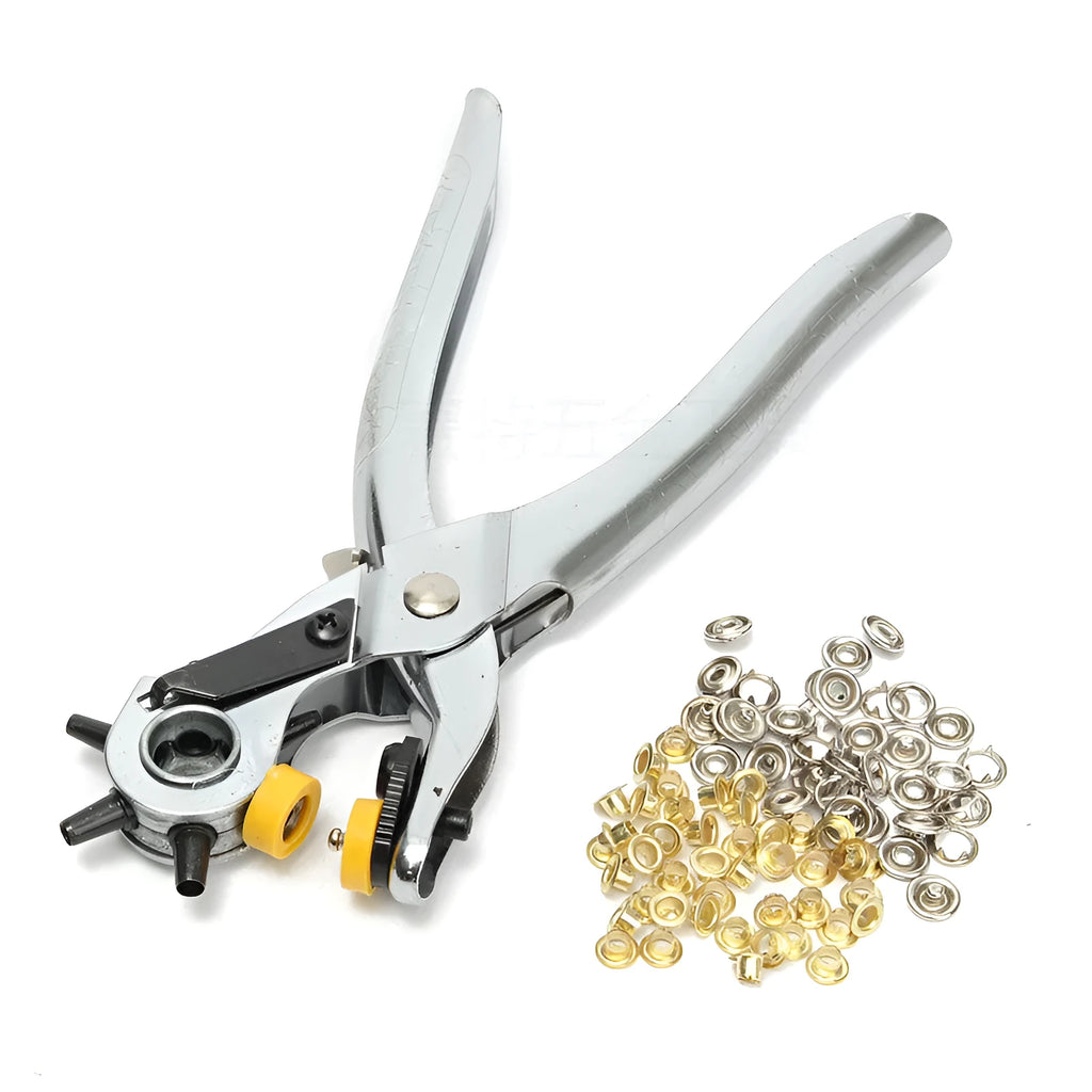 Silver 3-in-1 multifunctional punching pliers with high-precision manganese steel punch and handle