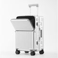 24-inch front open PC suitcase in black with USB port and brake wheel for business travel