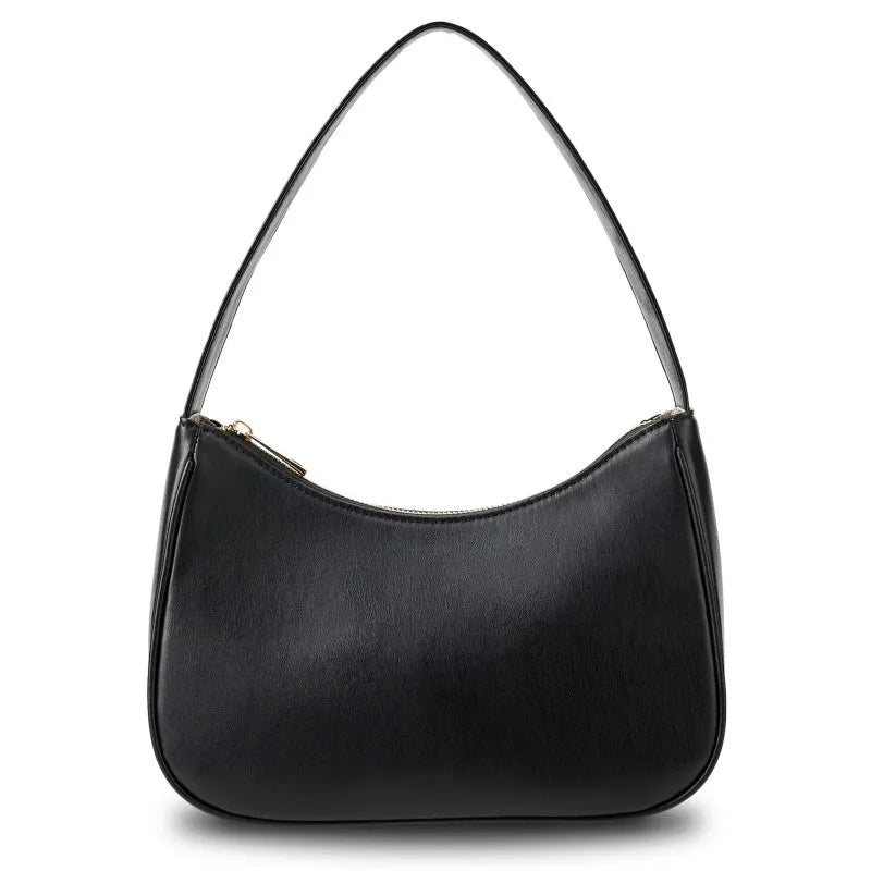 Simple retro waterproof PU leather shoulder bag in apricot colour with adjustable strap.