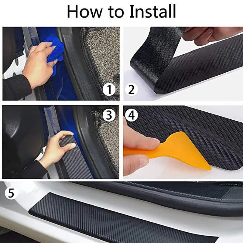 Matte black 3D carbon fibre protective vinyl roll for car door sills and bumpers