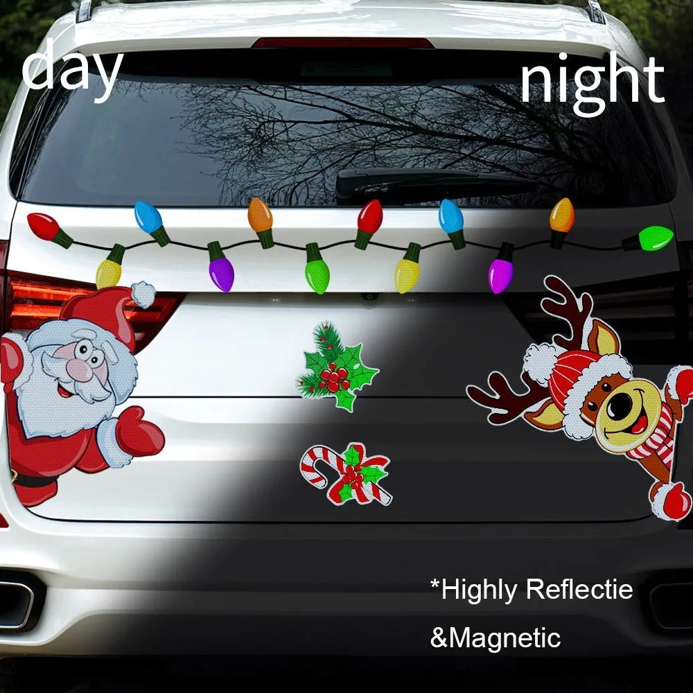 Christmas elk cartoon reflective magnetic sticker with 6 threads, medium size