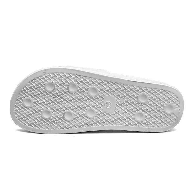 Personalised men's open toe slippers with viscose upper and rubber sole in black and white colour options