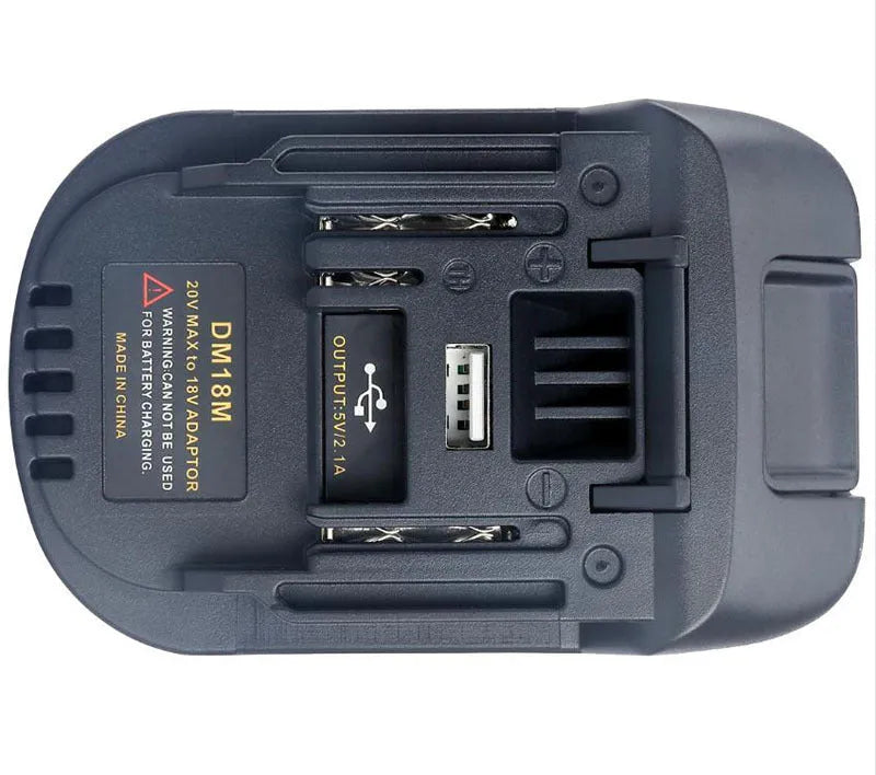 Black Milwaukee to Makita battery adaptor converter for DM18M to H99F compatibility
