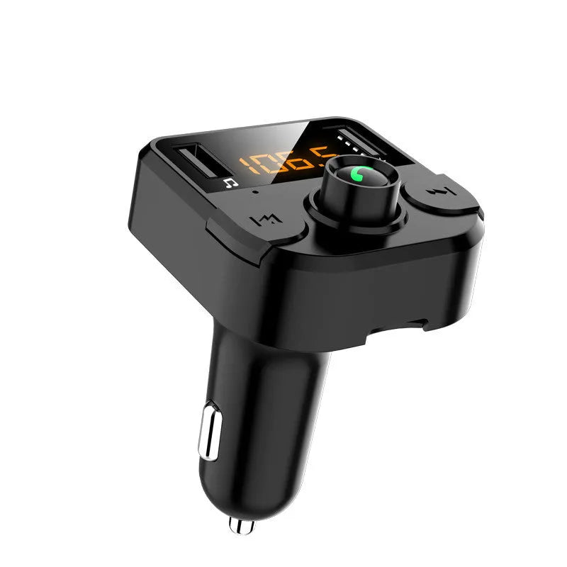 Black BT36B car Bluetooth MP3 player with 1.1-inch display and cigarette lighter plug.