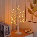 60cm tall LED mushroom tree lamp with 24 detachable plastic flowers and birch-like branches