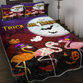 3 piece flamingo patterned bedding set with quilt and pillow shams in purple, microfiber polyester