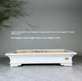White cracked ceramic bamboo bonsai flowerpot with purple sand craft, desktop or floor use