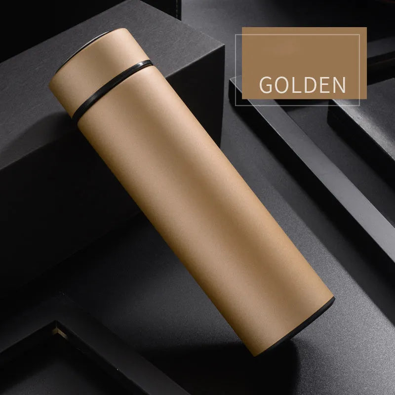 450ml stainless steel water bottle with double wall vacuum insulation in black red gold blue colours
