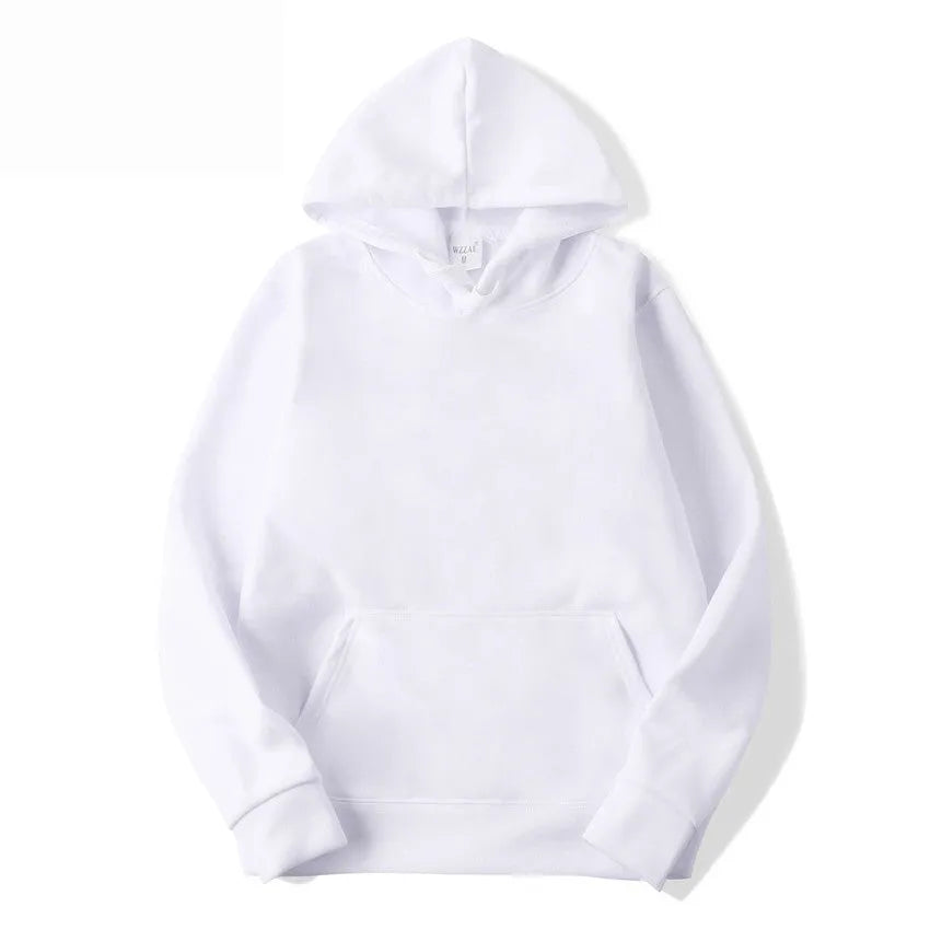 Solid colour pullover hoodie for men and women in cotton blend fabric